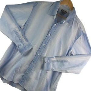 Michael Kors Men's Long Sleeve Button-Up Shirt Size XL White & Blue Stripes